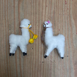 Mini Wool Llama Figurine - Peru