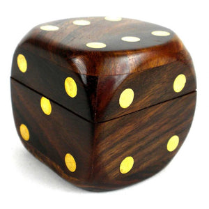 Sheesham Wood Box with 5 Dice - India