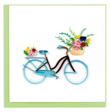 Bicycle & Flower Basket Quilled Greeting Card