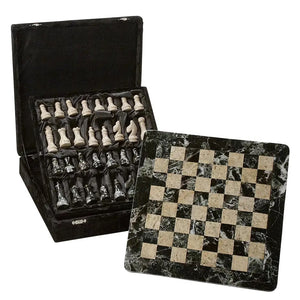 Coral & Zebra Stone Chess Set - Pakistan