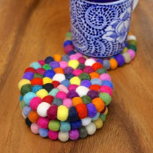 Felt Ball Coasters Set - Nepal