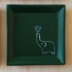 Elephant with Heart Soapstone Dish - Kenya