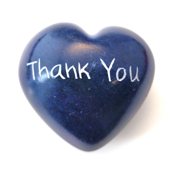 Thank You Soapstone Word Heart - Kenya