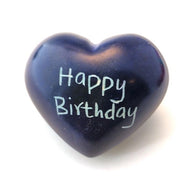Happy Birthday Soapstone Word Heart - Kenya