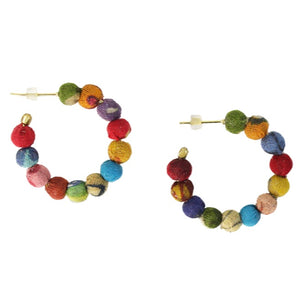 Mini Kantha Hoop Earrings - India