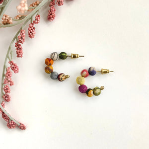 Kantha Little Hoop Earrings - India