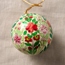 Ameer Paper Mache Ball Ornament - Floral on White