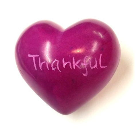 Thankful Soapstone Word Heart - Kenya