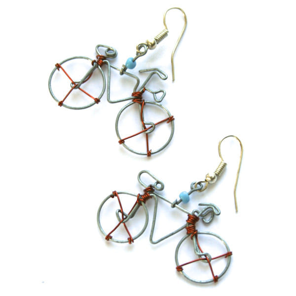 Wire Bicycle Earrings - Kenya
