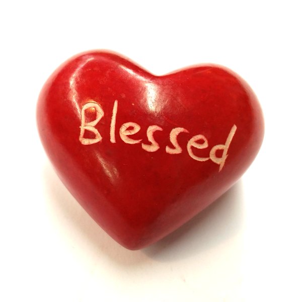 Blessed Soapstone Word Heart - Kenya