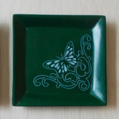 Green Butterfly Soapstone Dish - Kenya