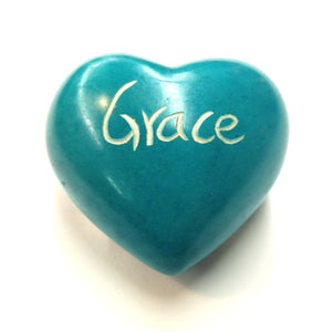 Grace Soapstone Word Heart - Kenya