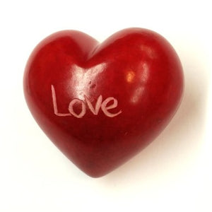 Love Soapstone Word Heart - Kenya