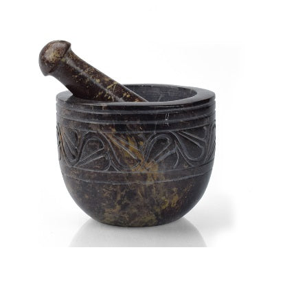 Carved Stone Mortar & Pestle - India