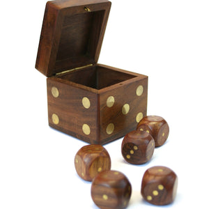 Sheesham Wood Box with 5 Dice - India