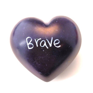 Brave Soapstone Word Heart - Kenya