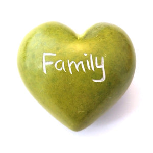 Family Soapstone Word Heart - Kenya