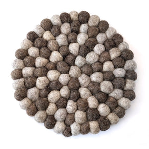 Gray Felt Ball Trivet - Nepal