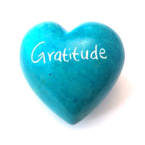 Gratitude Soapstone Word Heart - Kenya