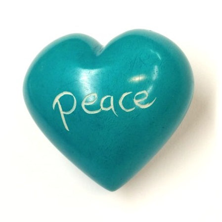 Peace Soapstone Word Heart - Kenya