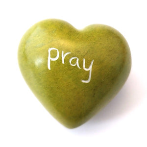 Pray Soapstone Word Heart - Kenya