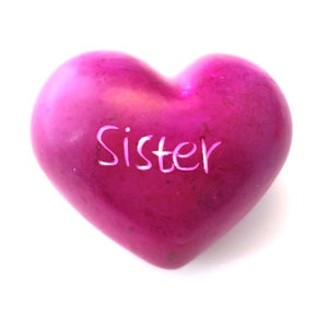 Sister Soapstone Word Heart - Kenya